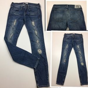WILDFOX Distressed Ankle Zip Slim Fit Skinny Jeans